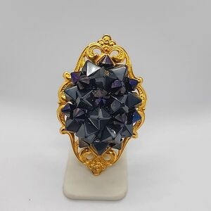 GASOLINE GLAMOUR STUDDED FORTUNE TELLER RING HEMATITE STUDS